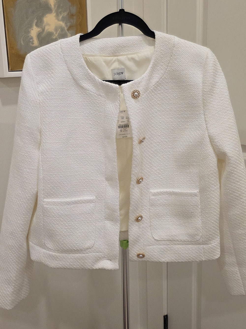 NWT J.Crew $218 Tweed Lady Jacket in Ivory Size 8